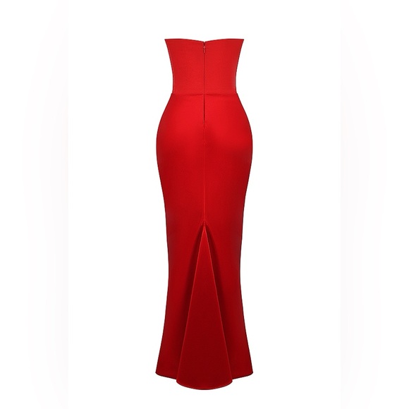 House of CB Vibrant Red Strapless Dress - Picture 4 of 4